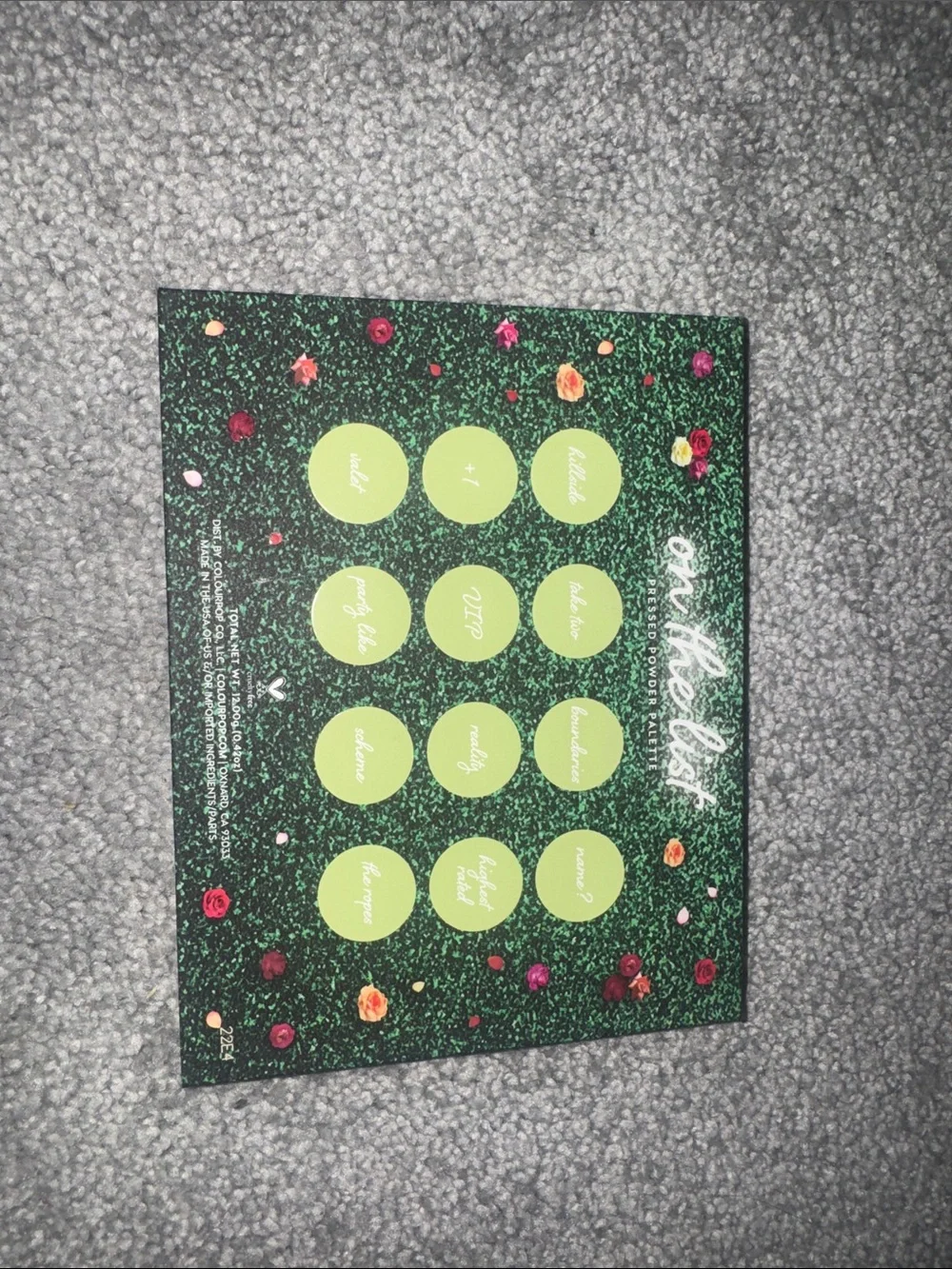 ColourPop Green Floral 'On the List' Eyeshadow Palette